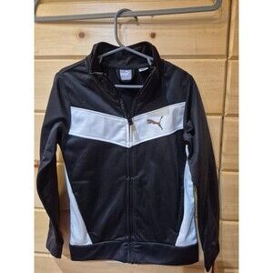 Puma Boys Jacket Black With White Stripes Size 6